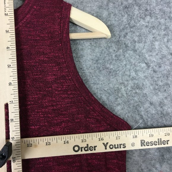 Mudd Tank Top Girls 12 Red Berry Sleeveless Heathered Slub Knit Round Neck Curve - Picture 8 of 11